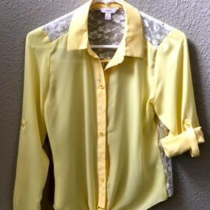 Candies Long Sleeve Button Down Blouse